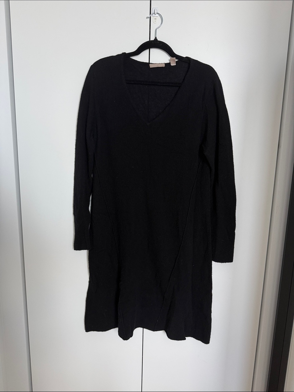 Addiction Black Long Sleeve V-Neck Knit Dress